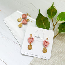 Load image into Gallery viewer, Heart &amp; Gold Teardrop Dangle
