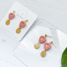 Load image into Gallery viewer, Heart &amp; Gold Teardrop Dangle
