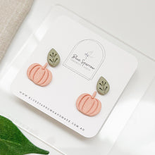 Load image into Gallery viewer, Pumpkin &amp; Leaf Studs
