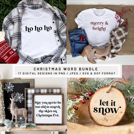 Christmas & Holiday Word Cut File Bundle