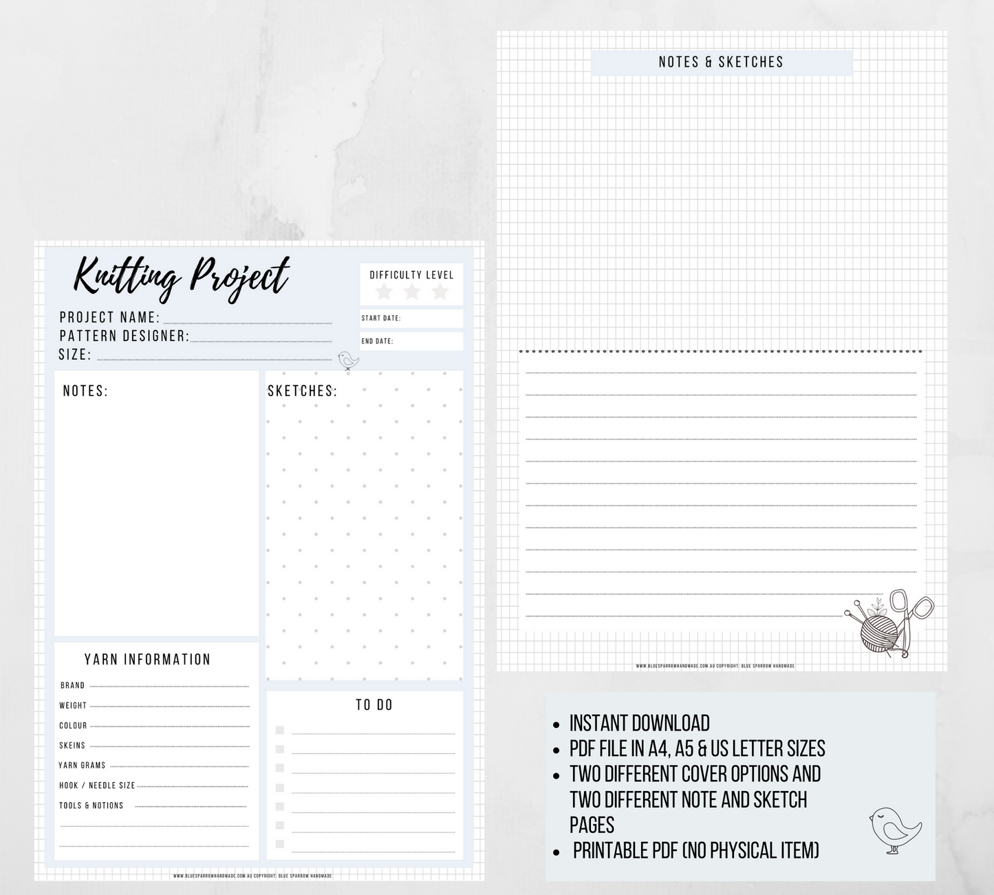 Knitting Project Planner - Printable