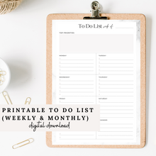 Load image into Gallery viewer, Printable To Do List Weekly &amp; Monthly
