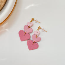Load image into Gallery viewer, Pink Hearts Trio Earrings
