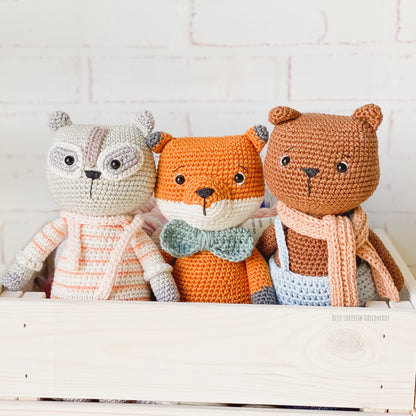 Fox, Raccoon, Bear Crochet Pattern - Bundle