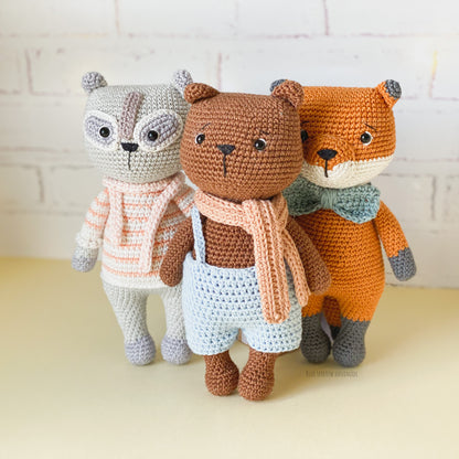 Fox, Raccoon, Bear Crochet Pattern - Bundle
