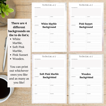 Printable To Do List Weekly & Monthly