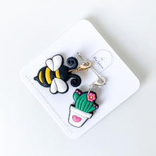 Load image into Gallery viewer, cactus bee stitch marker
