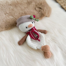 Load image into Gallery viewer, snowman christmas baby lovey crochet pattern

