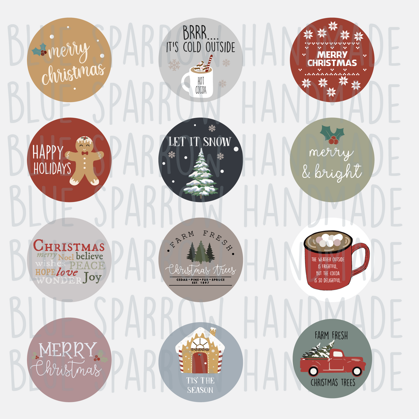 PNG Christmas Stickers (Digital File)