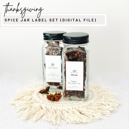 Thanksgiving Spice Jar Label Set